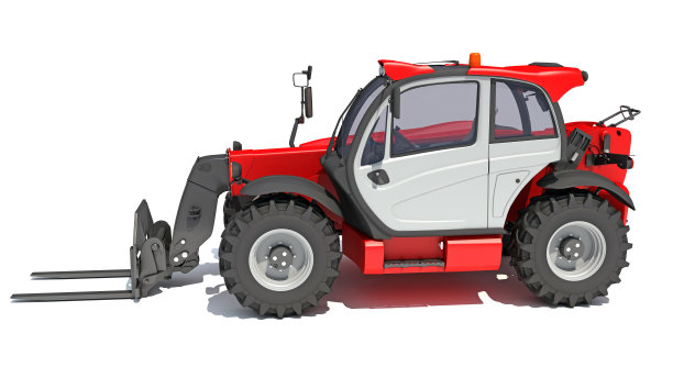 轮式装载机重型工程机械三维渲染在白色背景图片下载