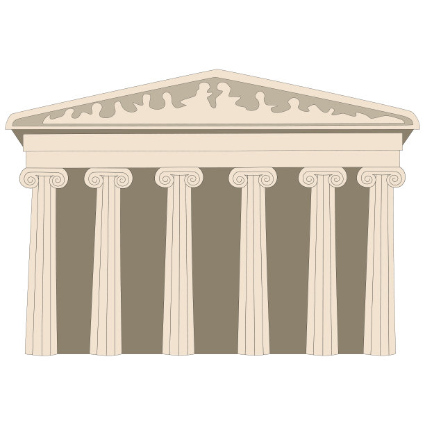 白色背景的古希腊神庙。图片下载