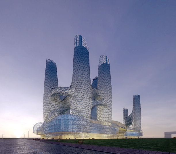 三维渲染的购物中心和阁楼公寓楼图片下载