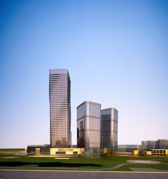 建筑外观视图，公寓的3d渲染。图片下载