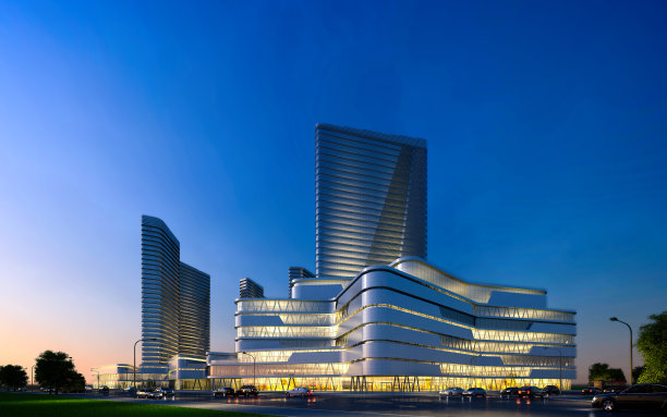 建筑外观视图，公寓的3d渲染。图片下载