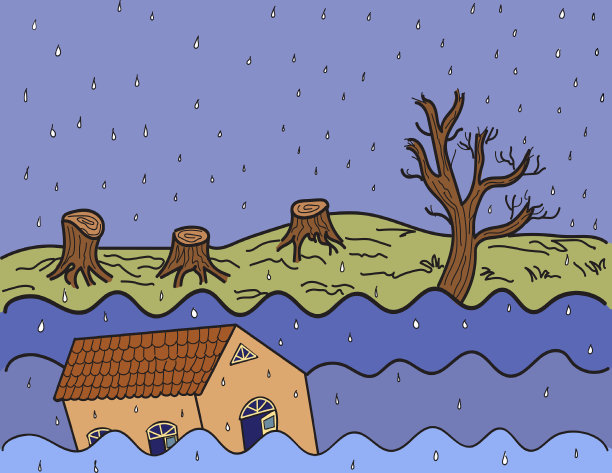 全球变暖危机与自然灾害概念。Illustation,向量。图片下载