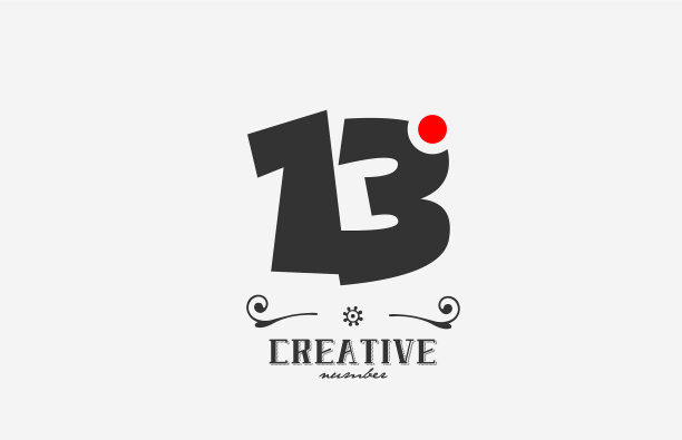 灰色13号标志图标设计与红点图片下载
