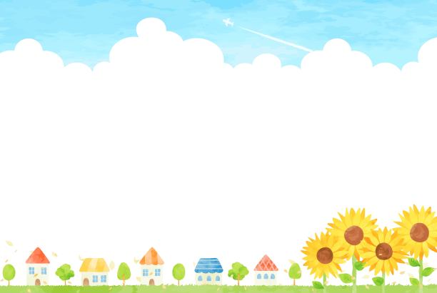 watercolor　sunflower　&　town　background　illustration　117图片下载