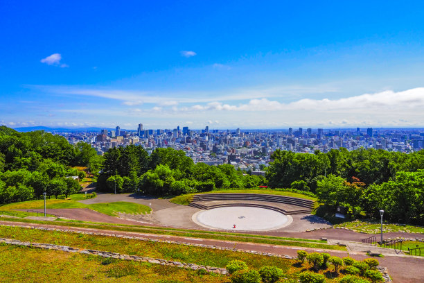 北海道的蓝天和城市景观图片下载