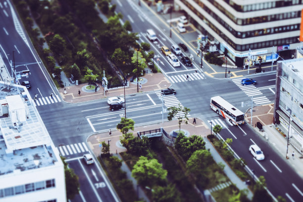 北海道城市景观与道路交叉口图片下载