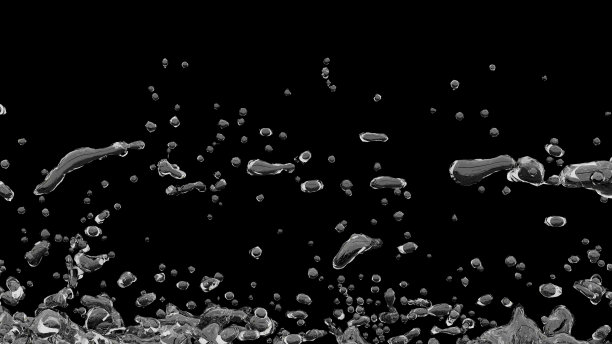 黑色背景上的水花和波浪，3d渲染图片下载