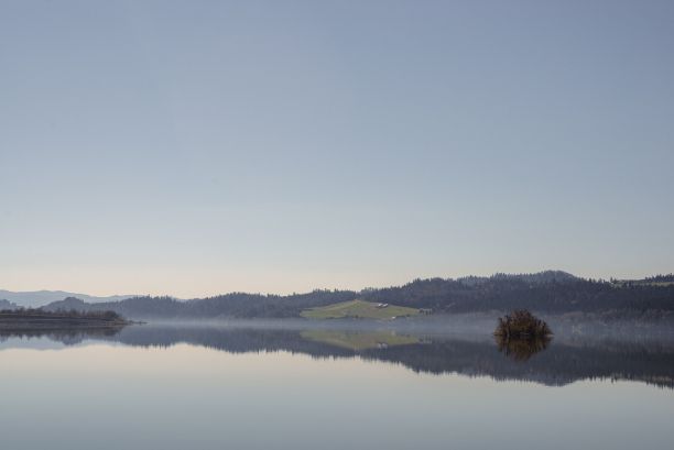 宁静的湖泊被树木环绕在偏远的位置图片下载