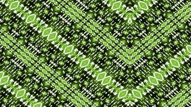 彩色非洲纺织品，蜡染织物，薄荷绿，白色和瓶绿色，条纹图案，斜线，水彩画，高清插图(高清格式)图片下载