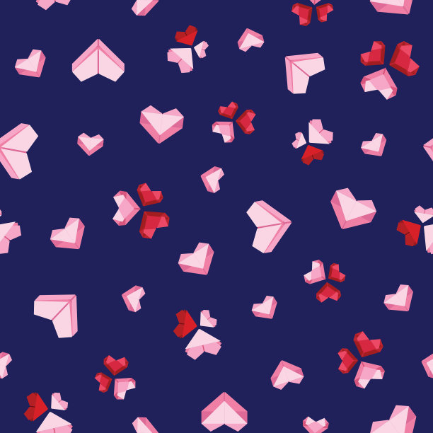 折纸心无缝表面图案设计图片下载