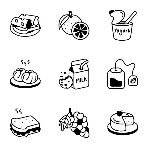 健康食品手绘图标集图片下载