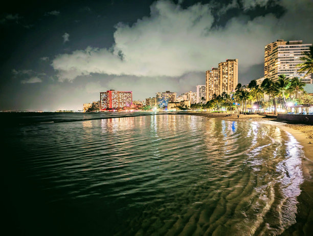 天黑后的威基基:体验海滩和酒店生活的刺激图片下载