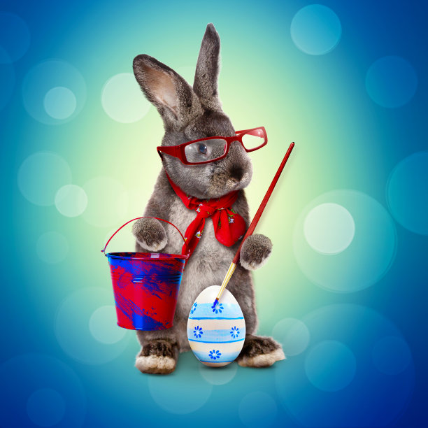 有趣的复活节兔子。快乐的复活节假期概念。图片下载