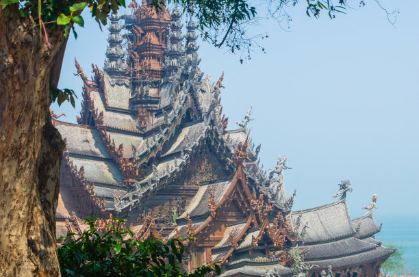 泰国芭提雅真理圣殿的碎片照片图片下载