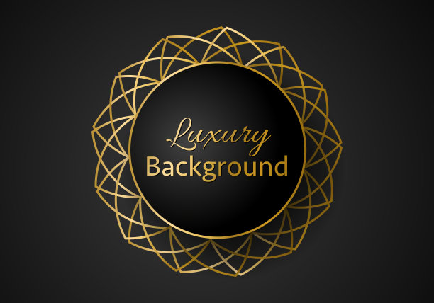 深黑色背景上的金色形状。奢华现实的概念。3d剪纸风格。矢量设计插图。图片下载