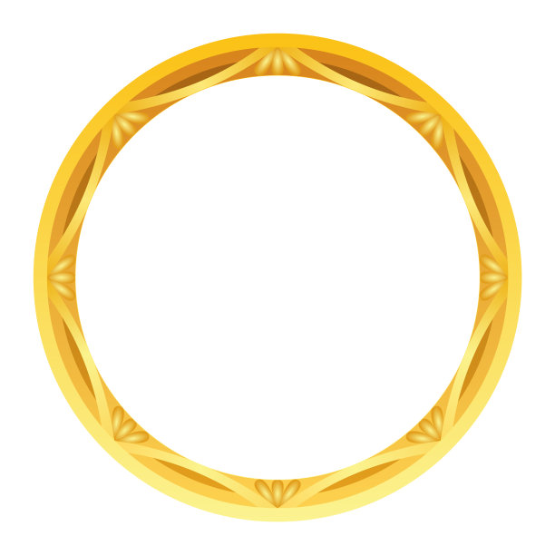 金镜子。装饰复古墙镜，复古时尚装饰镜框。金色框架反射镜面。造型圆润华丽的内部对象，矢量插图图片下载