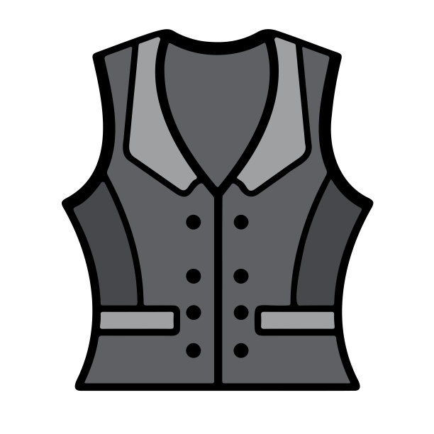 经典背心与按钮平面矢量插图图片下载