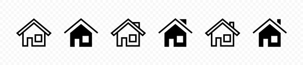 房屋矢量图标集。家庭图标集合。主页图标集。矢量图形图片下载