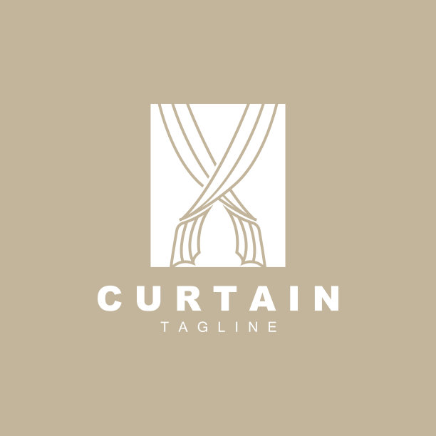 家居及展览帷幕Logo设计，建筑装饰矢量插画图片下载