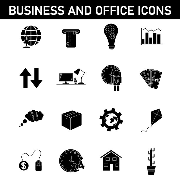 一组简单的业务图标图片下载