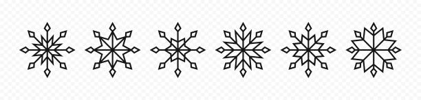 雪花孤立的图标。雪花图标集。雪晶体。雪花模板。孤立矢量图图片下载