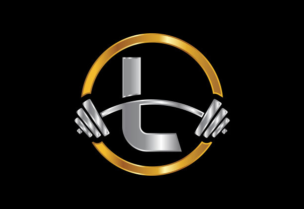 字母开头的字母字母加上一个杠铃。吊装矢量标志设计。矢量标志的健美图片下载