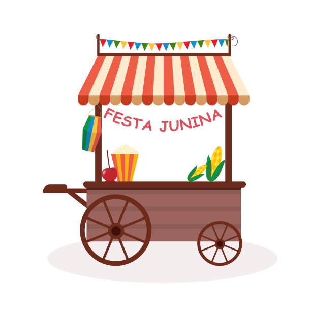 帐篷街头食品车苹果糖果。六月晚会。图片下载