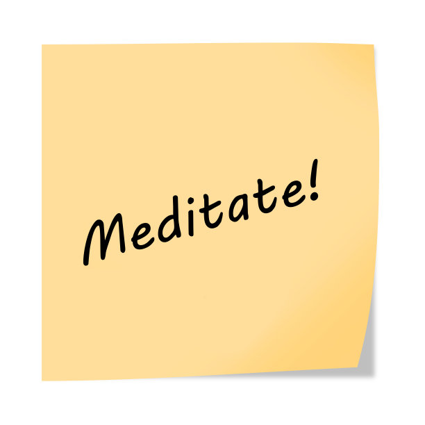 冥想三维插图post笔记提醒在白色与裁剪路径图片下载