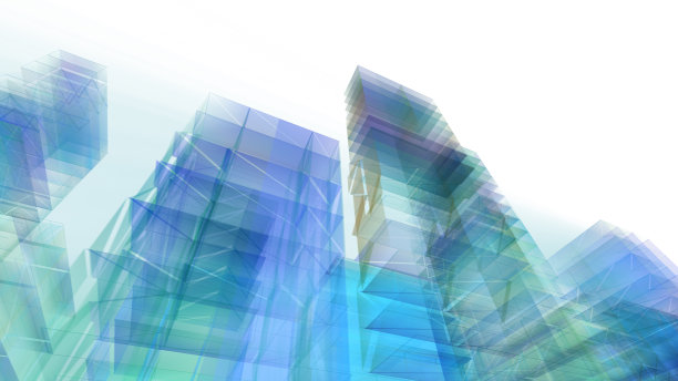 抽象的架构。现代城市背景的透明3D建筑。图片下载