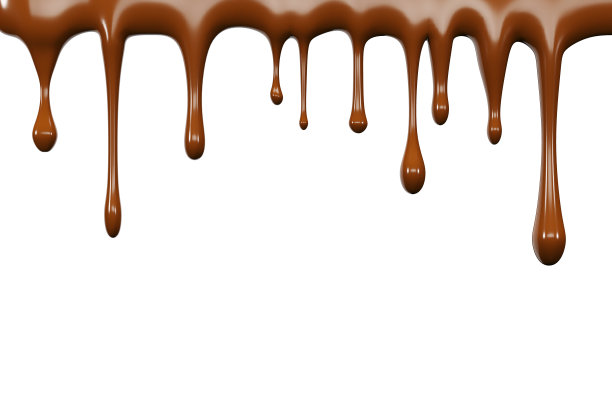 巧克力液体洒在白色背景上。3 d渲染。图片下载
