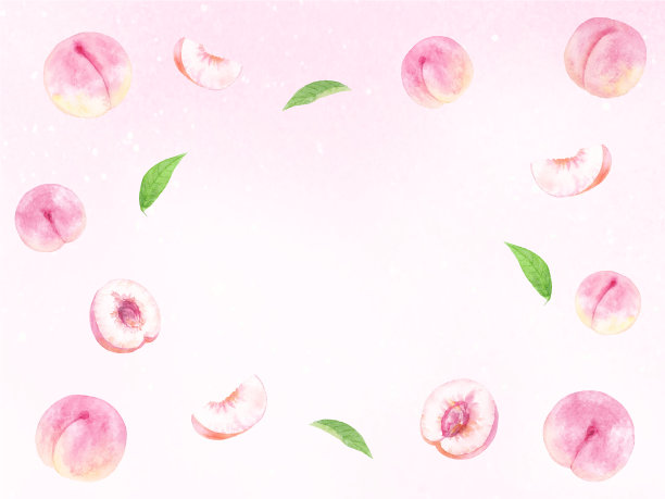 水彩画的桃子画框图片下载