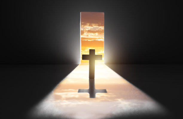 用宗教十字架打开门图片下载