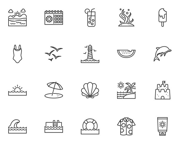 夏天的图标，热，假期，季节，图片下载