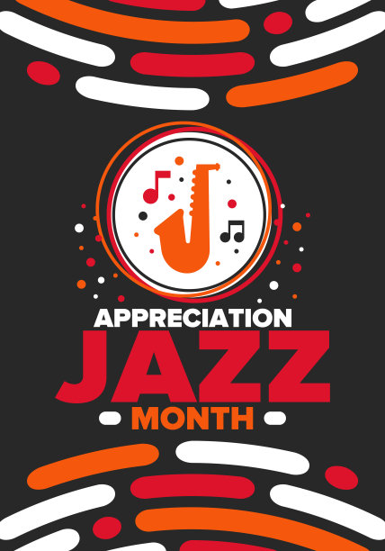 4月的爵士乐欣赏月。爵士乐在美国的表彰月。音乐节、活动、音乐会。海报，卡片，横幅和背景。矢量图图片下载