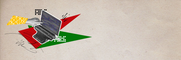 时代的结合。现代平板电脑和复古打字机键盘。新闻和社交媒体。当代艺术拼贴。创意设计图片下载