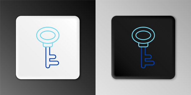 线房子键图标隔离在灰色背景上。彩色轮廓概念。向量图片下载