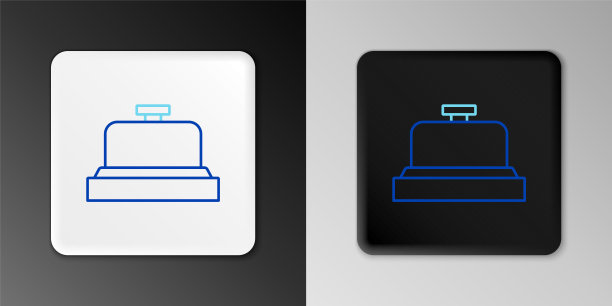 线酒店服务钟图标孤立的灰色背景。接待贝尔。彩色轮廓概念。向量图片下载