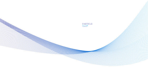 蓝色空气颗粒流动矢量设计，抽象的背景与流动的点阵列，数字未来插画，纳米技术主题。图片下载