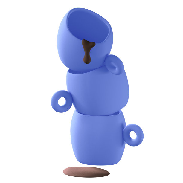 粉色背景的蓝色陶瓷马克杯。3d渲染，3d插图。图片下载