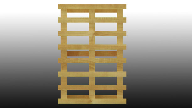 浅木托盘在灰色背景的3D正面视图图片下载