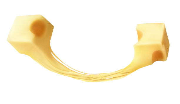 白色背景上有两块融化的奶酪图片下载