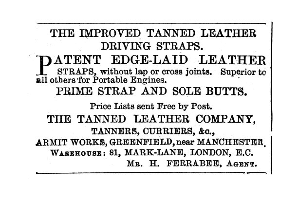19世纪的广告伦敦马克莱恩鞣皮公司;1867年英国机械杂志图片下载