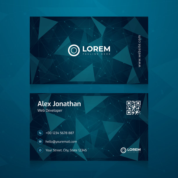 抽象创意低聚名片模板图片下载