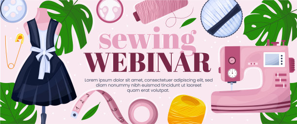 缝纫横幅或登陆页设计。缝纫网络研讨会。图片下载