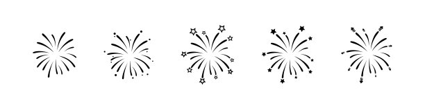 烟花图标设置在白色背景的庆祝设计。烟花日爆图标集。烟花集合。庆祝活动的概念。令人眼花缭乱的图标。向量图形。图片下载