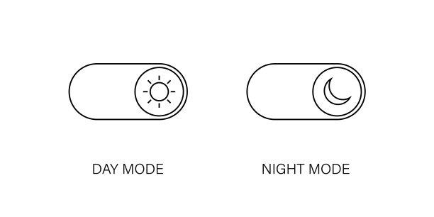 白天和黑夜模式切换矢量线图标隔离在白色背景上。暗模式和亮模式图标。移动界面概念。模式开关设置。UI概念。矢量图形图片下载