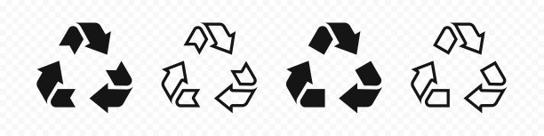 回收箭头矢量图标集。旋转箭头设置。重用符号。回收概念图标。图片下载