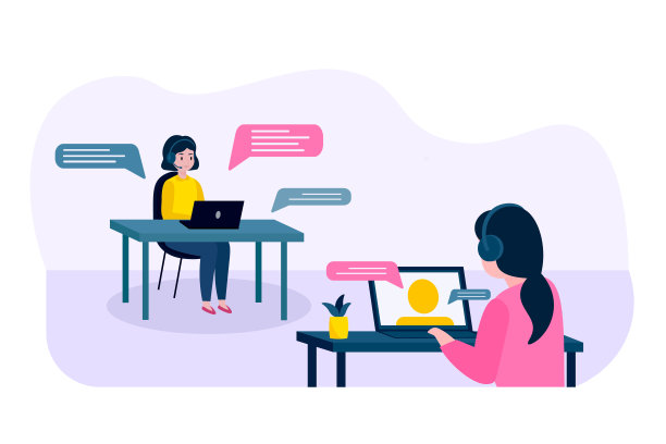 卡通人物戴着耳机担任技术支持操作员图片下载