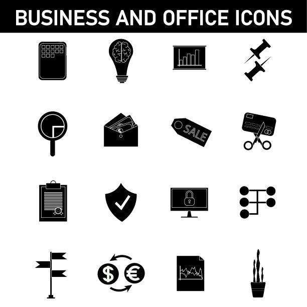 一组简单的业务图标图片下载