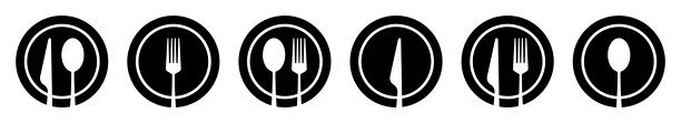 刀具轮廓。银器剪影。叉子，勺子和刀平黑色矢量图标。叉勺刀图标集。图片下载